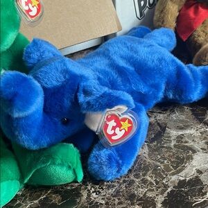 Ty Royal Blue Elephant Plush (L)